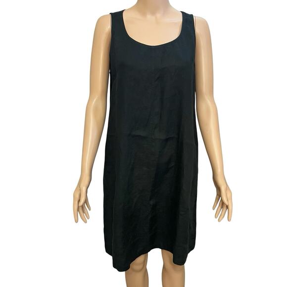 J. Jill Dresses & Skirts - J Jill Linen Shift Dress Medium Petite Black Sleeveless Boho Vacation Casual